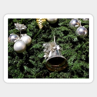 Christmas decorations - silver bell and balls Sticker